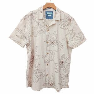 Tenth + Ocean Shirt Mens XL Beige Tropical Short Sleeve Linen Cotton Coastal
